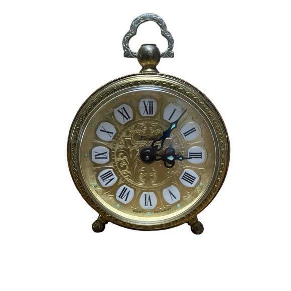 Vintage Linden West German Round Filigree Alarm Clock Gold - Picture 14 of 16